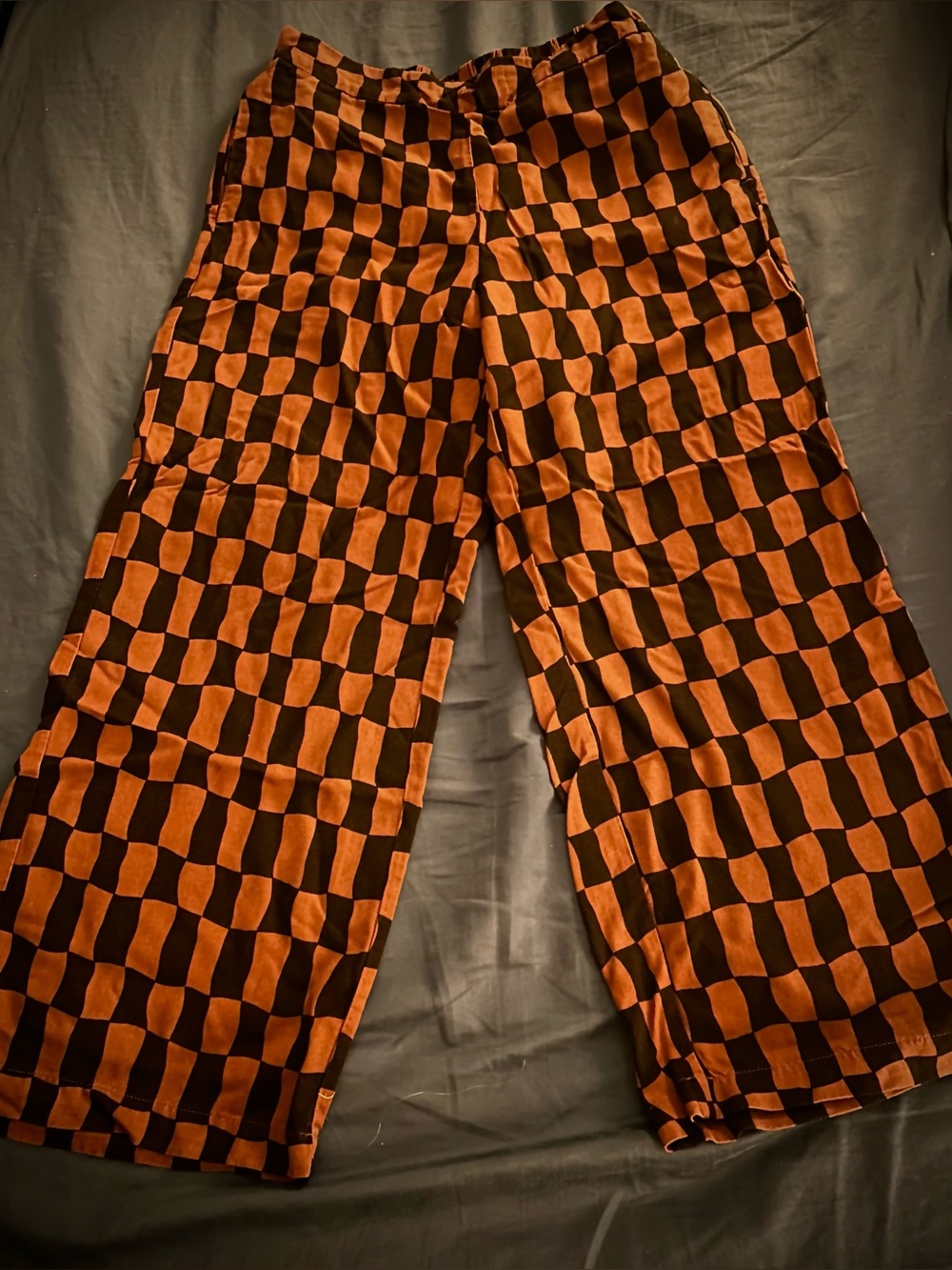 Old Navy Burnt Orange/Brown & Black Checkered Casual Pants